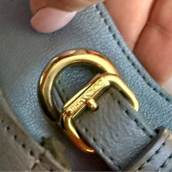 RARE Jimmy Choo Blue Leather Satchel Handle Bag Purse - Picture 6 of 10